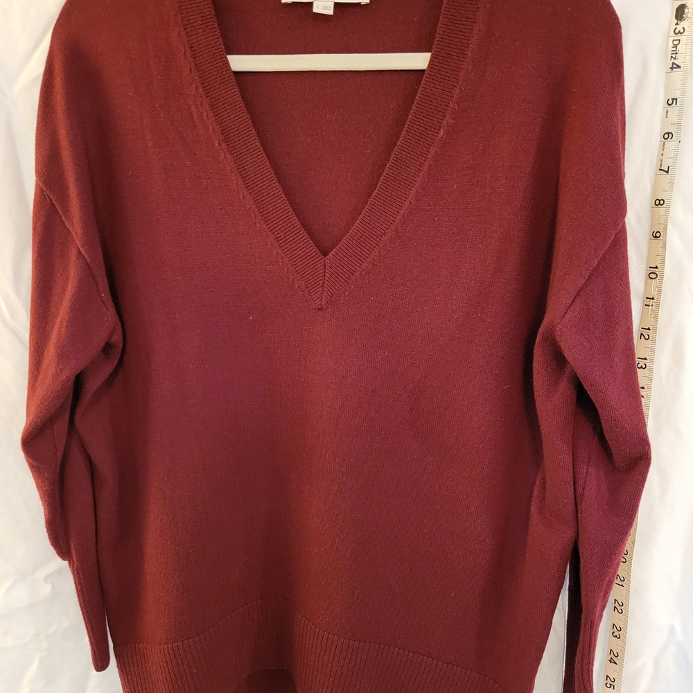 LOFT Deep Red V-Neck Sweater